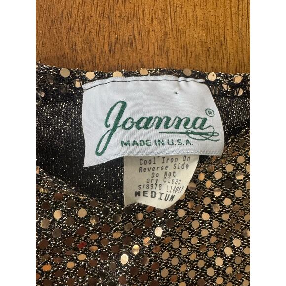 Vintage Joanna Made in USA Metallic Sequin Blouse Top Medium Holiday Party - Picture 9 of 10
